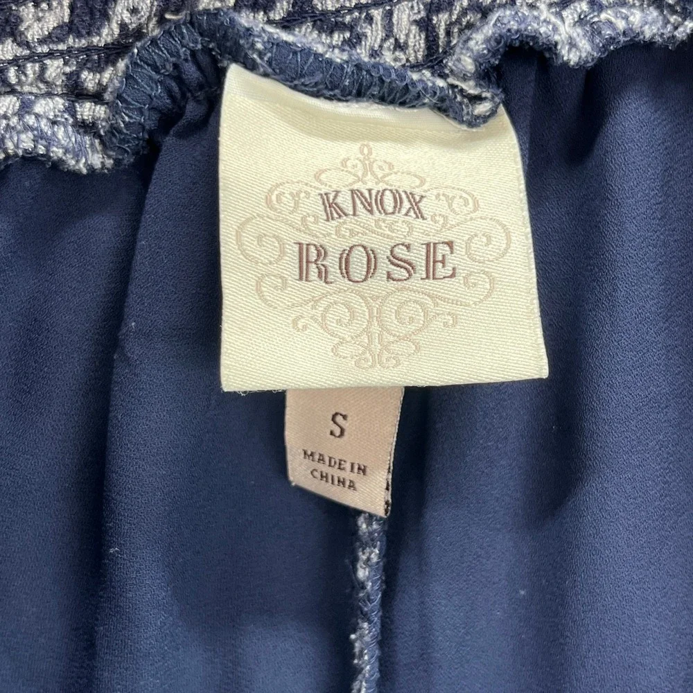 Knox Rose Shorts Womens Small Blue Geometric Smocked Pull On Lined Blend Boho